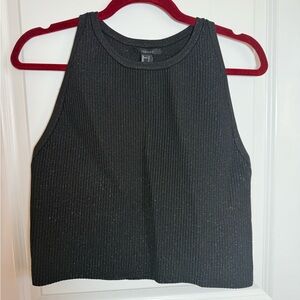 Forever 21 Black Glitter Ribbed Crop Tank